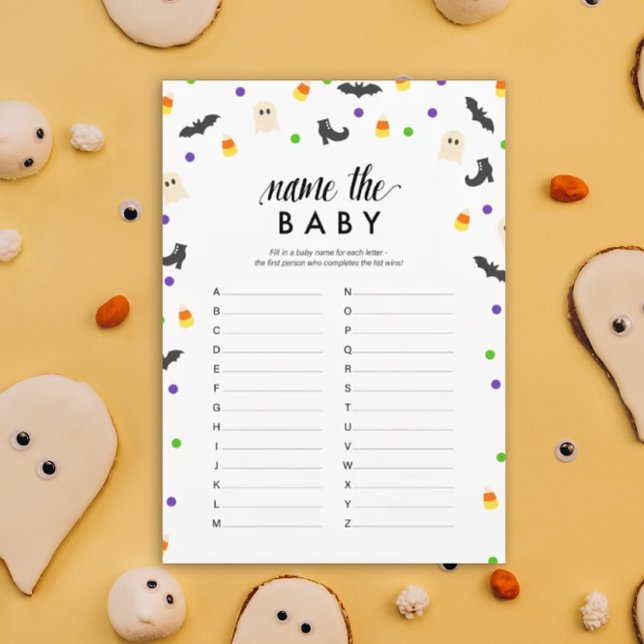Programme Halloween nom du thème du baby shower jeu (Name the baby Halloween theme baby shower game)