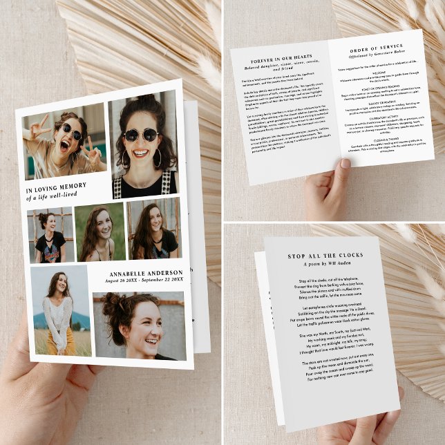 Programme In Love Memory Photo Collage Memorial/Funeral (Créateur téléchargé)