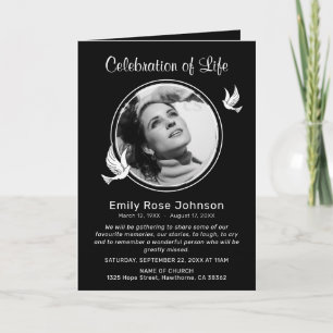 Programme In Love Memory White Doves Photo Funeral Program