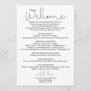 Programme Itinéraire du Mariage de script manuel - Accueil d