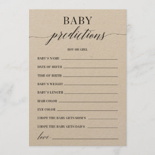 Programme Jeu de Prédictions pour Bébé à la Baby Shower