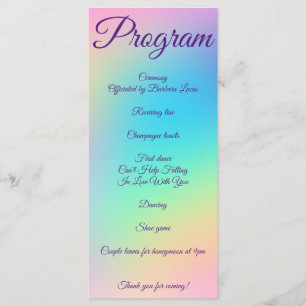 Programme Joli Pastel Rainbow Mariage dégradé