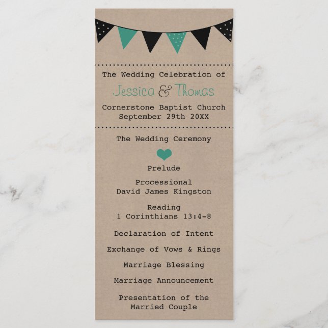 Programme La collection moderne de Mariages Bunting Turquois (Devant)