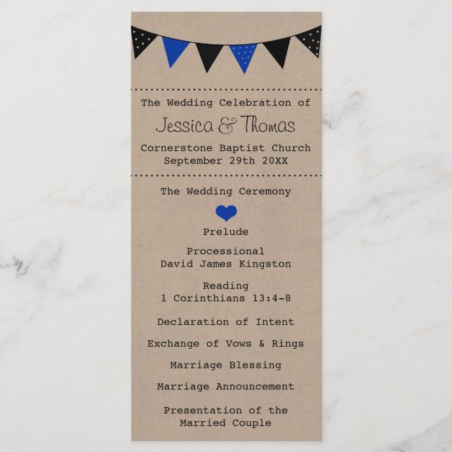 Programme La collection moderne de Mariages de Bunting Bleu (Devant)