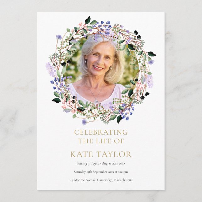 Programme Lavande Florale Photo Funérailles Ordre de service (Devant)