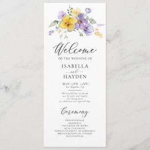 Programme Lavande jaune violet Lilac Floral Russe Mariage