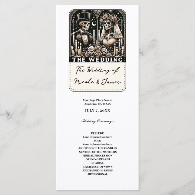 Programme LE MARIAGE Tarot Squelettes Mariée et Mari Program (Devant)