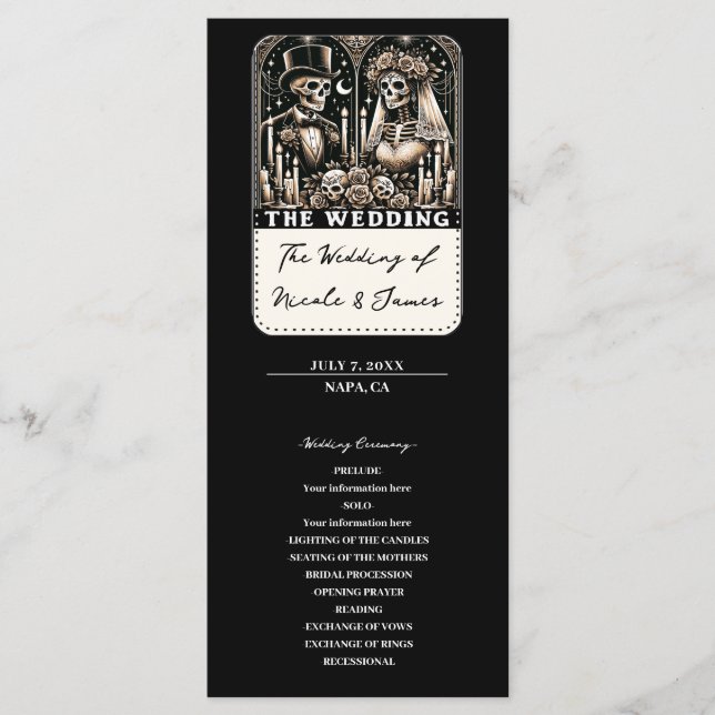 Programme LE MARIAGE Tarot Squelettes Mariée et Mari Program (Devant)