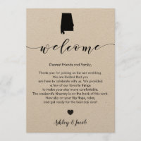 Lettre de bienvenue du Mariage de l'Alabama et car