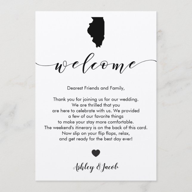 Programme Lettre de bienvenue du Mariage de l'Illinois et ca (Devant)