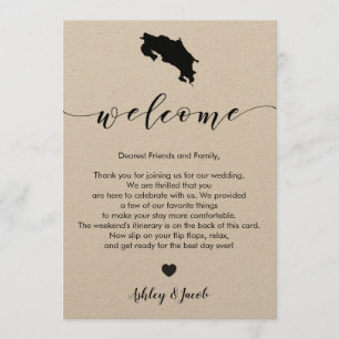 Programme Lettre de bienvenue du Mariage du Costa Rica et ca