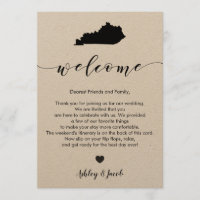 Lettre de bienvenue du Mariage du Kentucky et cart