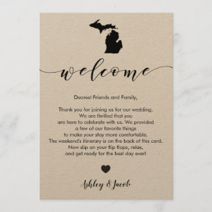 Programme Lettre de bienvenue du Mariage du Michigan et cart