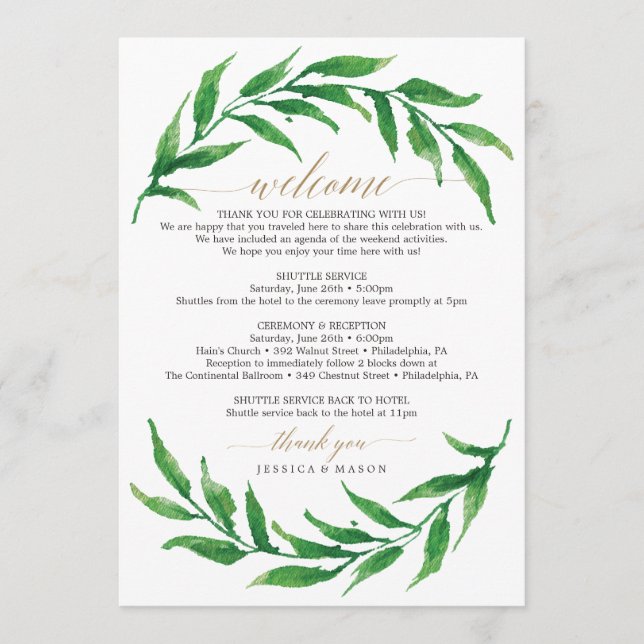 Programme LETTRE Itinéraire Mariage verte (Devant)