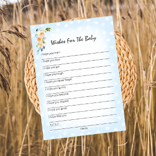 Programme Lion Cub Floral Bleu Souhaits Pour Baby shower Jeu
