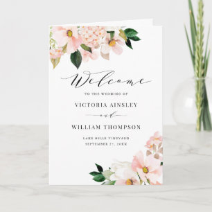 Programme Livret de mariage aux Magnolias et Hydrangeas Rose