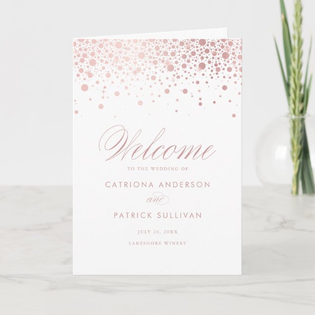 Programme Livret de Mariage blanc rose Gold Foil Confetti Do (Devant)