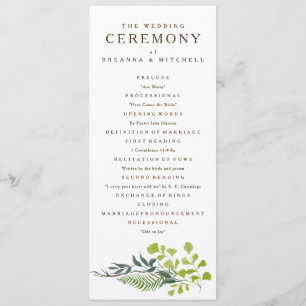 Programme Loin d'Eucalyptus Hand-Drawn Greenery Wedding