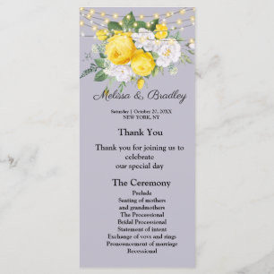 Programme Lumières rustiques Jaune Floral Menu.Programme de 