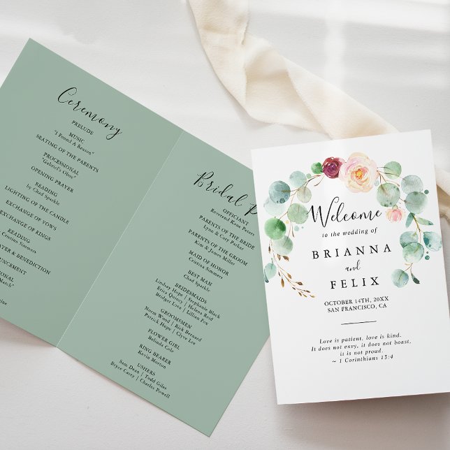 Programme Mariage à plis floraux d'Eucalyptus contemporain (Créateur téléchargé)