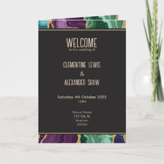Programme Mariage Agate Aquarelle Paon