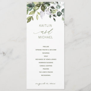 Programme Mariage Aquarelle Botanique Élégante Végétation
