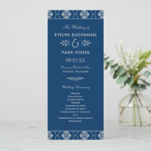 Programme Mariage Art déco bleu marine vintage et argenté