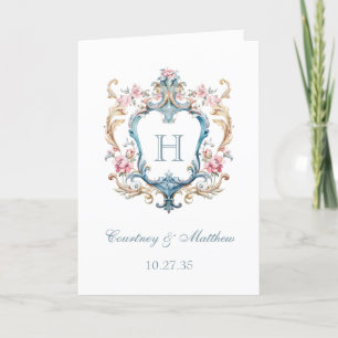 Programme Mariage au chandelier floral à monogramme vintage
