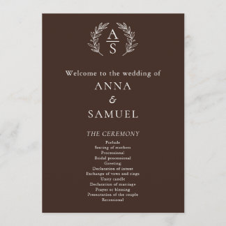Programme Mariage au Chocolat Brun et Blanc Monogrammé de Cr