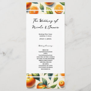 Programme Mariage aux feuilles d'orange agrumes à l'aquarell