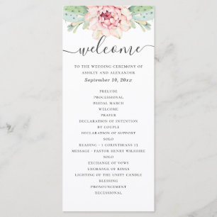 Programme Mariage aux succulentes aquarelle. Cactus floral r