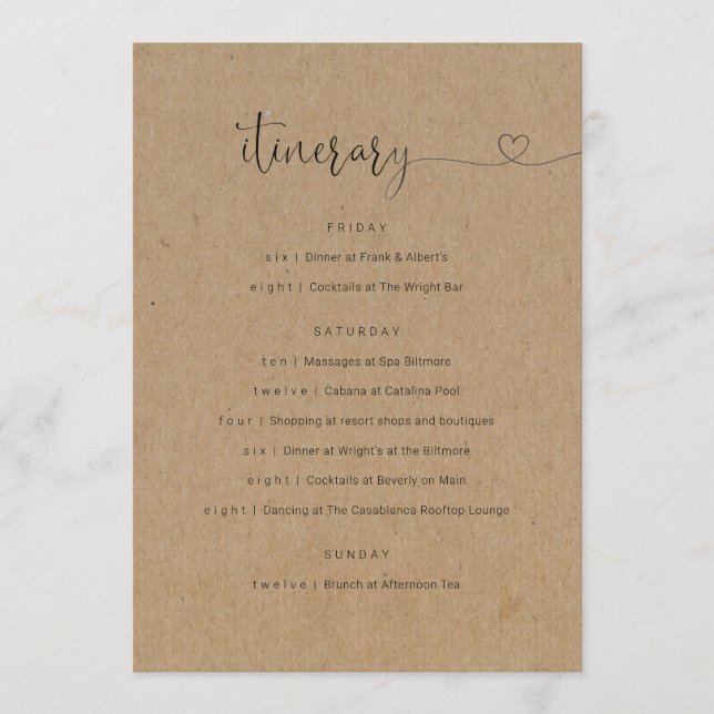 Programme Mariage / Bachelorette Party / Anniversaire (Devant)