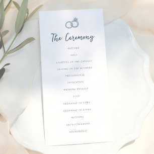 Programme Mariage bleu clair rétro fantaisiste doodle