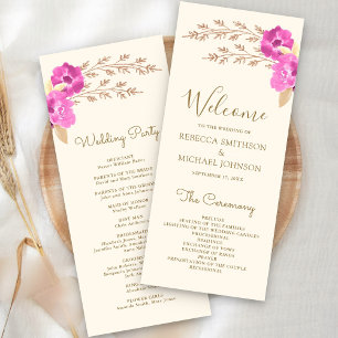 Programme Mariage Bohème Fleur Orchidée Rose Ivoire