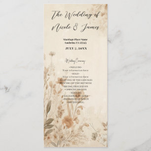 Programme Mariage Bohème Floral Botanique Délicat Vintage