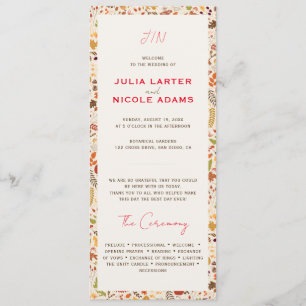 Programme Mariage Bohème Floral Rustique Automne Chute de Ma