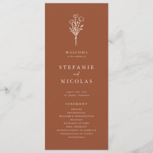 Programme Mariage Bohème Terracotta Minimaliste Botanique