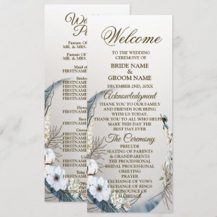 Programme Mariage Boho White Orchid Flowers Blue Moon Party