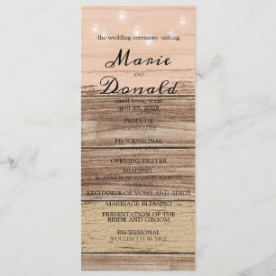 Programme Mariage Bois Rose Rustique et Lanternes