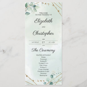 Programme Mariage Cadre Doré Feuillage Bohème