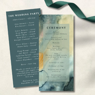 Programme Mariage chic en granit bleu vert Aquarelle