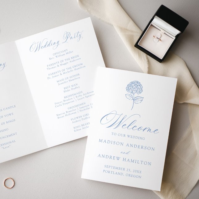 Programme Mariage Classique avec Hydrangeas Bleues (Créateur téléchargé)