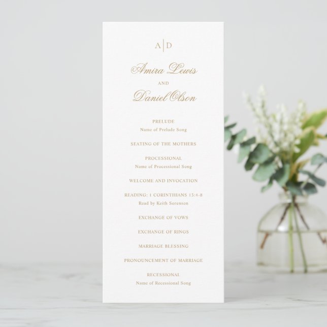 Programme Mariage Classique Or Propre (Debout devant)