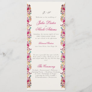 Programme Mariage Classique Rose Vert Jaune Floral Cygne Ois