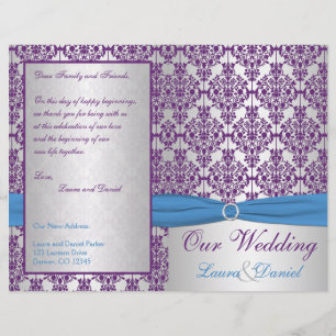 Programme Mariage damassé Argent, Bleu et Violet