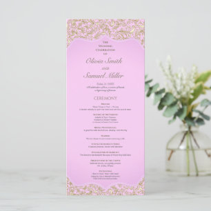 Programme Mariage damassé Élégant Rose Et Or Clair