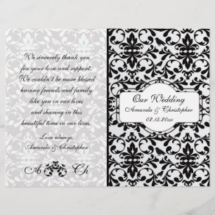 Programme mariage damassé noir blanc Flyer