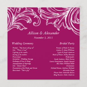 Programme Mariage damassé vintage RASPBERRY & Whit