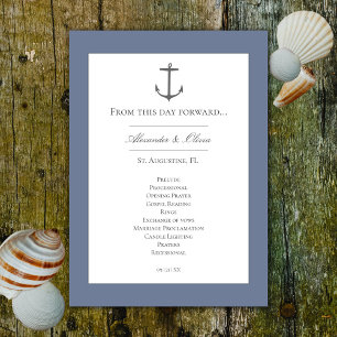 Programme Mariage d'Ancres nautiques simple   Dusty Blue