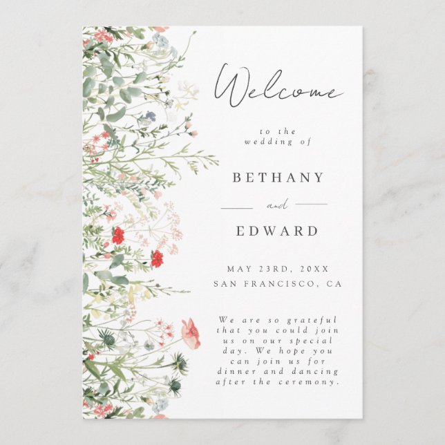 Programme Mariage dans une prairie de fleurs sauvages (Devant)